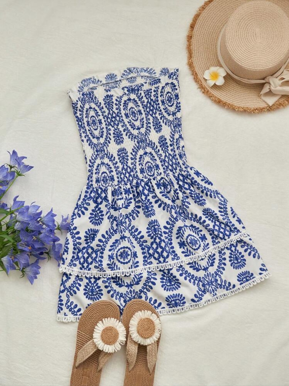 Blue & White Smocked Sundress